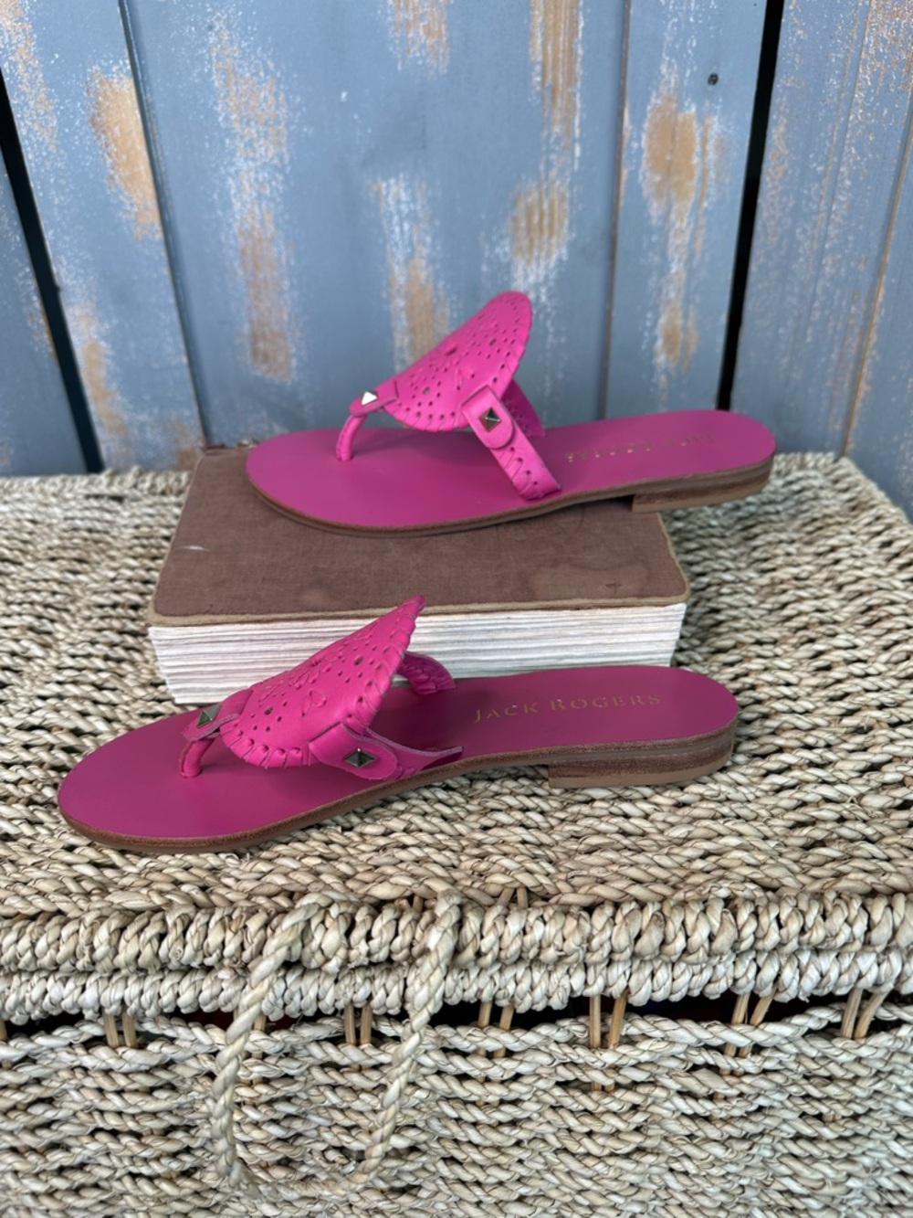 Jack Rogers Georgica Leather Sandals Magenta Sz 7 - Picture 11 of 16